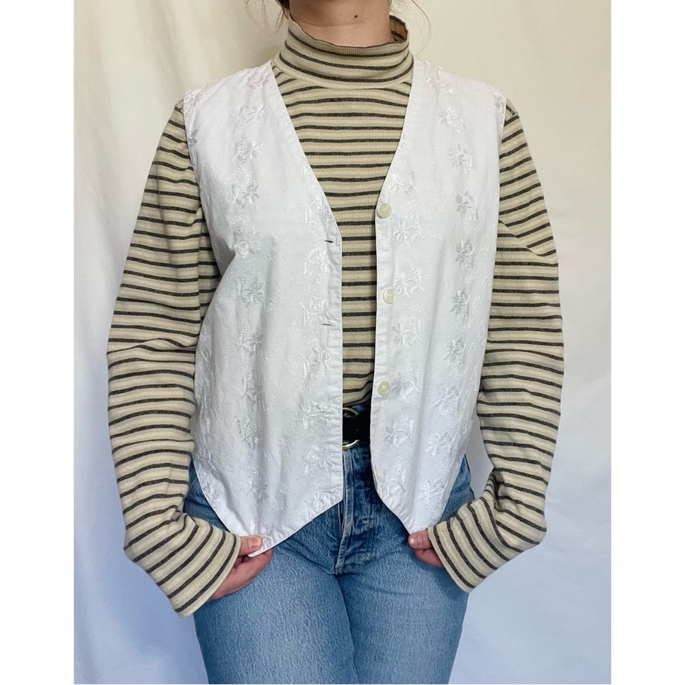 🌱5/$25🌱 Soho Compagnie | Vintage 80s 90s White Embroidered Vest